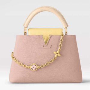 Louis Vuitton LV Women Capucines BB Handbag Beige Pink Taurillon Leather | AlmaBagz