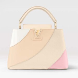 Louis Vuitton LV Women Capucines BB Handbag Beige Taurillon Patent Leather Smooth Calfskin | AlmaBagz