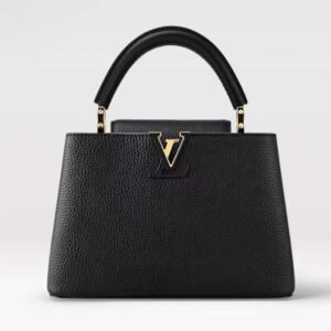 Louis Vuitton LV Women Capucines BB Handbag Black Taurillon Cowhide Leather Gold-Color Hardware | AlmaBagz