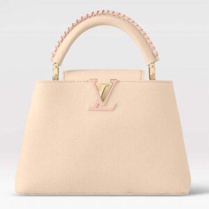 Louis Vuitton LV Women Capucines BB Handbag Cream Beige Pearly Pink Taurillon Cowhide Leather | AlmaBagz