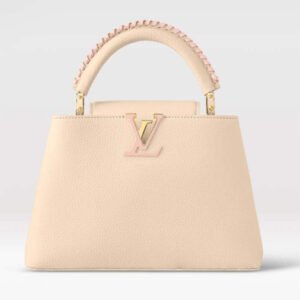 Louis Vuitton LV Women Capucines BB Handbag Cream Beige Pearly Pink Taurillon Leather | AlmaBagz