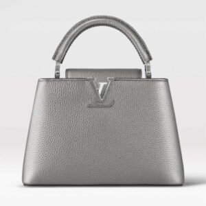 Louis Vuitton LV Women Capucines BB Handbag Etain Metallic Gray Taurillon Leather | AlmaBagz