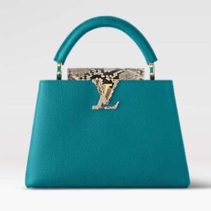 Louis Vuitton LV Women Capucines BB Handbag Green Taurillon Python Skin Leather | AlmaBagz