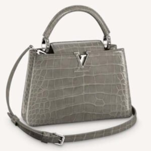 Louis Vuitton LV Women Capucines BB Handbag Grey Crocodilian Leather | AlmaBagz