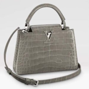 Louis Vuitton LV Women Capucines BB Handbag Grey Crocodilien Brillant Savoir Faire | AlmaBagz