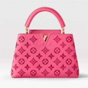 Louis Vuitton LV Women Capucines BB Handbag Pink Calfskin Leather Cowhide Lining | AlmaBagz