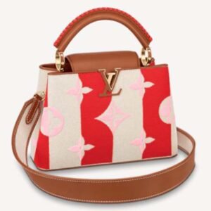 Louis Vuitton LV Women Capucines BB Handbag Red Smooth Calfskin and Embroidered Canvas | AlmaBagz