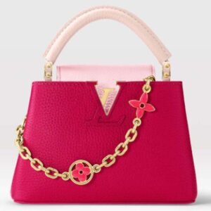 Louis Vuitton LV Women Capucines BB Handbag Rose Pink Taurillon Leather | AlmaBagz
