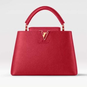 Louis Vuitton LV Women Capucines BB Handbag Scarlet Red Taurillon Cowhide Leather | AlmaBagz