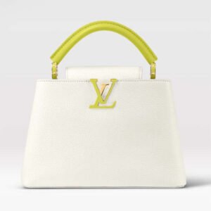 Louis Vuitton LV Women Capucines BB Handbag Snow White Cedrat Santorin Taurillon Leather | AlmaBagz