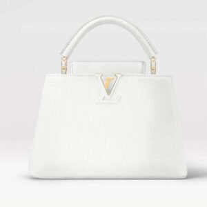 Louis Vuitton LV Women Capucines BB Handbag Snow White Taurillon Cowhide Leather | AlmaBagz