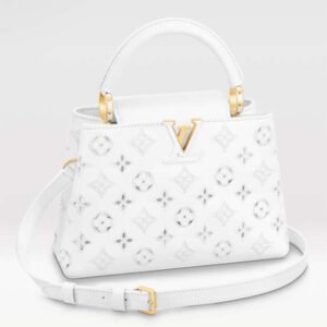 Louis Vuitton LV Women Capucines BB Handbag White Calfskin Cowhide Leather | AlmaBagz