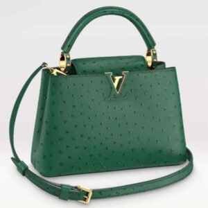Louis Vuitton LV Women Capucines BB Menthe Mint Ostrich Leather Monogram Flower | AlmaBagz