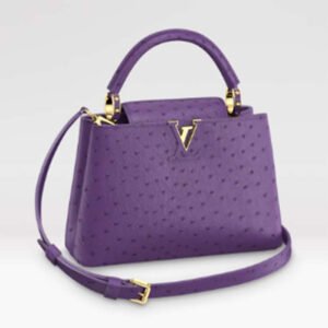 Louis Vuitton LV Women Capucines BB Purple Menthe Mint Ostrich Leather Monogram Flower | AlmaBagz