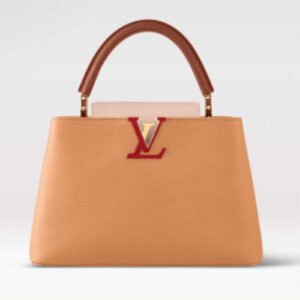 Louis Vuitton LV Women Capucines MM Handbag Beige Brown Taurillon Leather | AlmaBagz