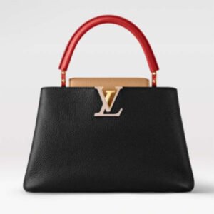 Louis Vuitton LV Women Capucines MM Handbag Black Beige Red Taurillon Leather | AlmaBagz