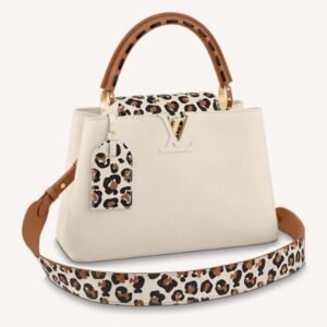 Louis Vuitton LV Women Capucines MM Handbag Cream Taurillon Leather | AlmaBagz