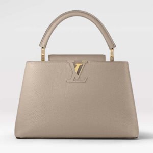 Louis Vuitton LV Women Capucines MM Handbag Galet Gray Taurillon Cowhide Leather | AlmaBagz