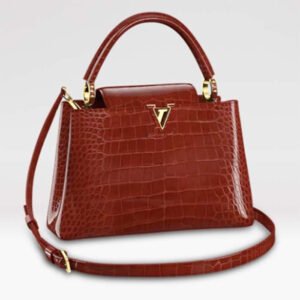 Louis Vuitton LV Women Capucines MM Handbag Red Crocodilien Brillant Savoir Faire | AlmaBagz