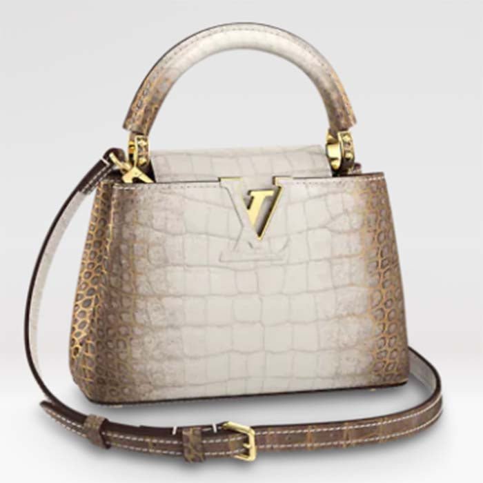 Louis Vuitton LV Women Capucines Mini Handbag Beige Brown Brilliant Crocodilien Leather | AlmaBagz