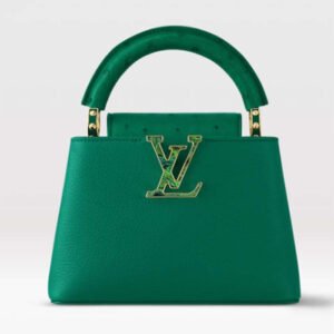 Louis Vuitton LV Women Capucines Mini Handbag Emerald Green Mint Taurillon | AlmaBagz