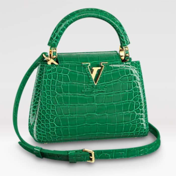 Louis Vuitton LV Women Capucines Mini Handbag Green Crocodilien Brillant Savoir Faire | AlmaBagz