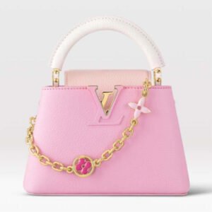 Louis Vuitton LV Women Capucines Mini Handbag Rose Chamallow Pink Taurillon Leather | AlmaBagz