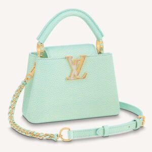 Louis Vuitton LV Women Capucines Mini Handbag Vert D’eau Green Taurillon Leather | AlmaBagz