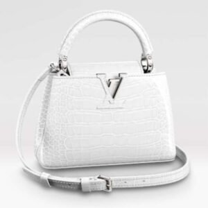 Louis Vuitton LV Women Capucines Mini Handbag White Brilliant Crocodilien Leather | AlmaBagz