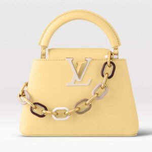 Louis Vuitton LV Women Capucines Mini Handbag Yellow Taurillon Cowhide Leather | AlmaBagz