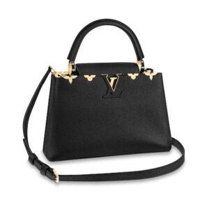 Louis Vuitton LV Women Capucines PM Taurillon Leather in Black | AlmaBagz