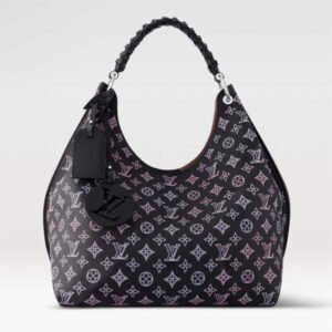 Louis Vuitton LV Women Carmel Hobo Bag Black Perforated Mahina Calf Leather | AlmaBagz