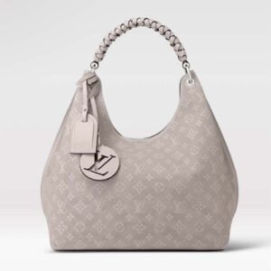 Louis Vuitton LV Women Carmel Hobo Bag Gris Souris Gray Mahina Perforated Calfskin Leather | AlmaBagz