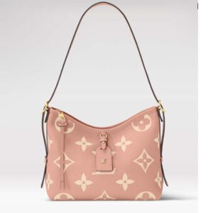 Louis Vuitton LV Women CarryAll PM Bag Pink Beige Embossed Supple Grained Cowhide Leather | AlmaBagz
