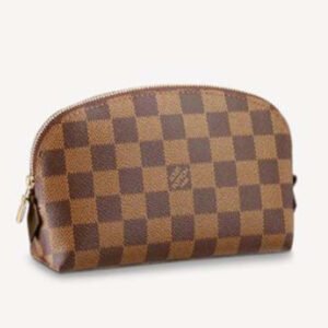 Louis Vuitton LV Women Cosmetics Pouch Damier Coated Canvas Golden Brass | AlmaBagz