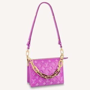 Louis Vuitton LV Women Coussin BB Handbag Orchidee Purple Monogram Embossed Puffy Lambskin | AlmaBagz