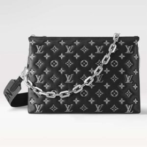 Louis Vuitton LV Women Coussin MM Handbag Black Gray Lambskin | AlmaBagz