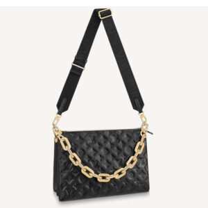 Louis Vuitton LV Women Coussin PM Handbag Black Monogram Embossed Puffy Lambskin | AlmaBagz