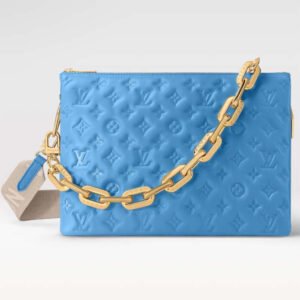 Louis Vuitton LV Women Coussin MM Handbag Blue Lambskin Zip Closure | AlmaBagz