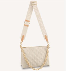 Louis Vuitton LV Women Coussin PM Cream Monogram-Embossed Puffy Lambskin Calfskin | AlmaBagz
