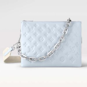 Louis Vuitton LV Women Coussin PM Handbag Ice Blue Lambskin Cowhide Leather Zip Closure | AlmaBagz
