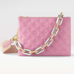 Louis Vuitton LV Women Coussin PM Handbag Rose Bonbon Pink Lambskin Cowhide Leather | AlmaBagz