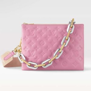 Louis Vuitton LV Women Coussin PM Handbag Rose Bonbon Pink Lambskin Zip Closure | AlmaBagz