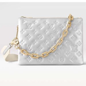 Louis Vuitton LV Women Coussin PM Handbag Silver Lambskin Cowhide Lining | AlmaBagz