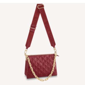 Louis Vuitton LV Women Coussin PM Handbag Wine Monogram Embossed Puffy Lambskin | AlmaBagz