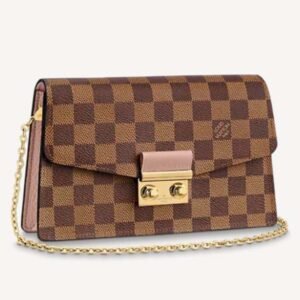 Louis Vuitton LV Women Croisette Chain Wallet Magnolia Pink Damier Ebene Coated Canvas | AlmaBagz