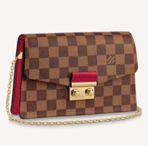 Louis Vuitton LV Women Croisette Chain Wallet Scarlet Red Damier Ebene Coated Canvas | AlmaBagz