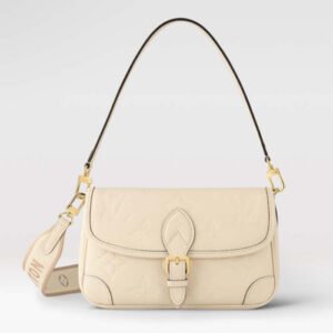 Louis Vuitton LV Women Diane Crème Beige Embossed Supple Grained Cowhide Leather | AlmaBagz