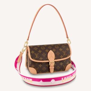 Louis Vuitton LV Women Diane Pink Monogram Coated Canvas Textile Lining | AlmaBagz