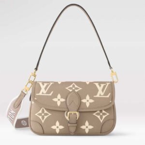 Louis Vuitton LV Women Diane Tourterelle Beige Cream Monogram Empreinte Embossed Cowhide Leather | AlmaBagz